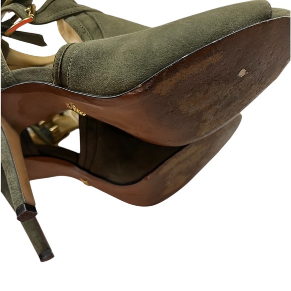 Micheal Kors Olive green Peep-Toe 4 inch Heels, Ankle straps, Size 7 - Picture 10 of 13